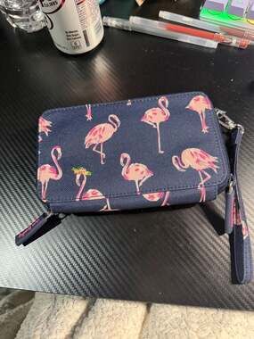 Vera Bradley RFID All-in-One Crossbody Wristlet Flamingo Fiesta Navy